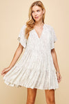Taupe Rainy Printed Tiered Dress- -Trendy Me Boutique, Granada Hills California