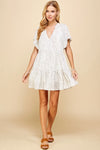 Taupe Rainy Printed Tiered Dress- -Trendy Me Boutique, Granada Hills California