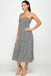 Black Floral Tie Back Tiered Dress- -Trendy Me Boutique, Granada Hills California