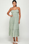 Sage Floral Open Back Tiered Dress- -Trendy Me Boutique, Granada Hills California