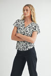 Ivory Black Print Blouse- -Trendy Me Boutique, Granada Hills California