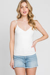 Ivory Double Layered Cami Top- -Trendy Me Boutique, Granada Hills California