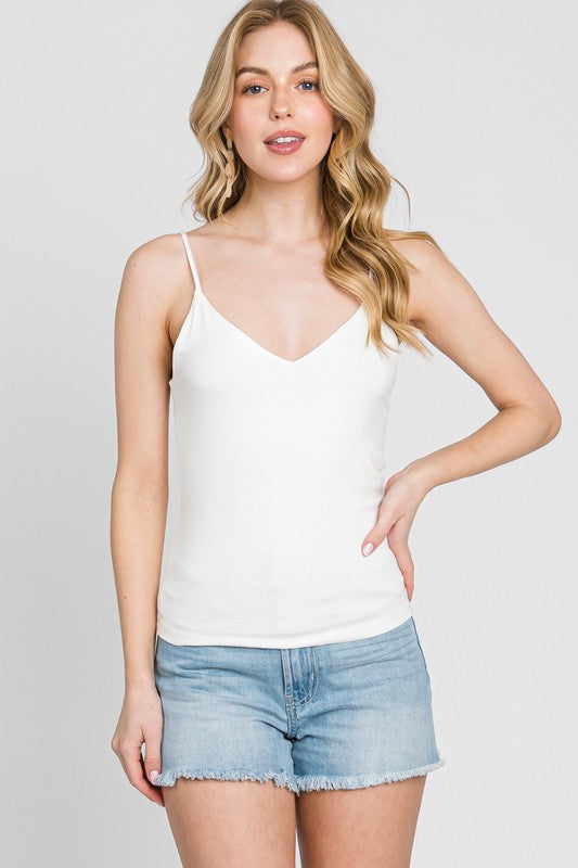 Ivory Double Layered Cami Top- -Trendy Me Boutique, Granada Hills California