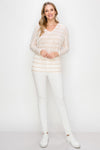 Ivory Taupe Stripe Knit Top- -Trendy Me Boutique, Granada Hills California