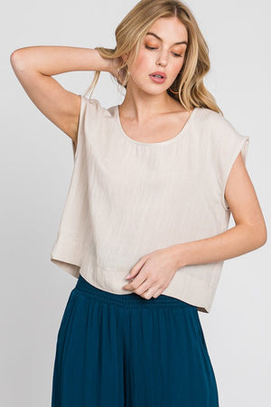 Natural Boxy Top- -Trendy Me Boutique, Granada Hills California