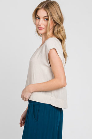 Natural Boxy Top (Copy)- -Trendy Me Boutique, Granada Hills California