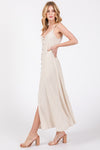 Natural Linen Button Down Maxi Dress- -Trendy Me Boutique, Granada Hills California