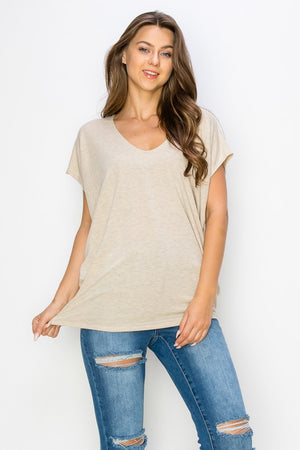 Oatmeal 2 Tone Dolman Top- -Trendy Me Boutique, Granada Hills California