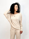 Oatmeal Cashmere Rib Dolman Sleeve Top- -Trendy Me Boutique, Granada Hills California