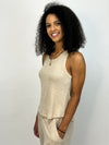 Oatmeal Cashmere Rib Tank Top- -Trendy Me Boutique, Granada Hills California