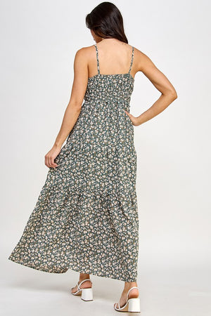 Olive Floral Maxi Dress- -Trendy Me Boutique, Granada Hills California