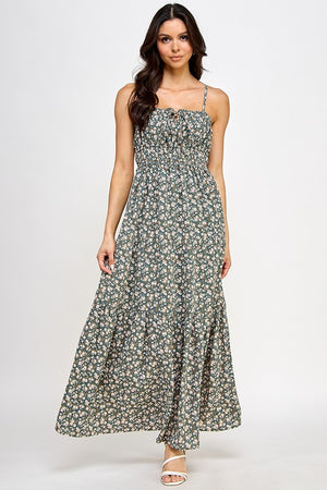 Olive Floral Maxi Dress- -Trendy Me Boutique, Granada Hills California