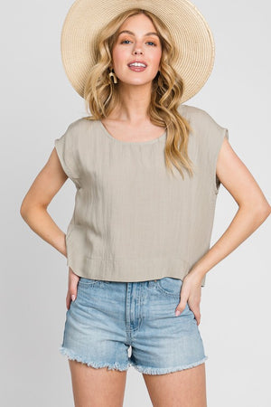 Pale Olive Boxy Top- -Trendy Me Boutique, Granada Hills California