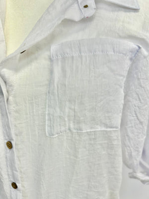 White Crinkle Button Down Blouse- -Trendy Me Boutique, Granada Hills California