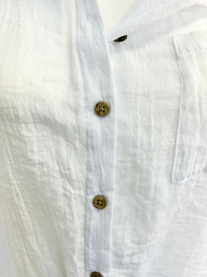 White Crinkle Button Down Blouse- -Trendy Me Boutique, Granada Hills California