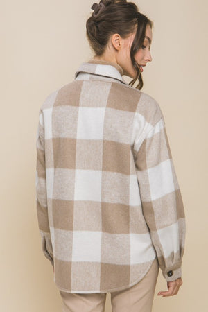 Taupe Plaid Shacket- -Trendy Me Boutique, Granada Hills California