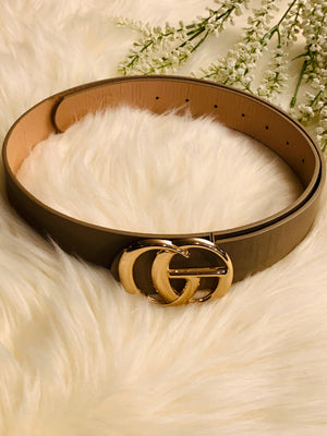 Black CG Leather Belt- -Trendy Me Boutique, Granada Hills California