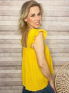 Yellow Lace Babydoll Top- -Trendy Me Boutique, Granada Hills California