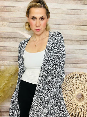 Black Two-Tone Cardigan- -Trendy Me Boutique, Granada Hills California