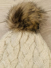 Ivory Pom Pom Knit Beanie- -Trendy Me Boutique, Granada Hills California