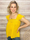 Yellow Lace Babydoll Top- -Trendy Me Boutique, Granada Hills California