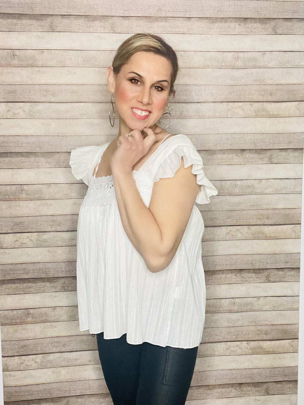 White Lace Babydoll Top- -Trendy Me Boutique, Granada Hills California
