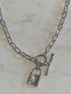 Silver Lock Necklace- -Trendy Me Boutique, Granada Hills California