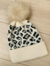 Ivory Fuzzy Animal Print Beanie- -Trendy Me Boutique, Granada Hills California