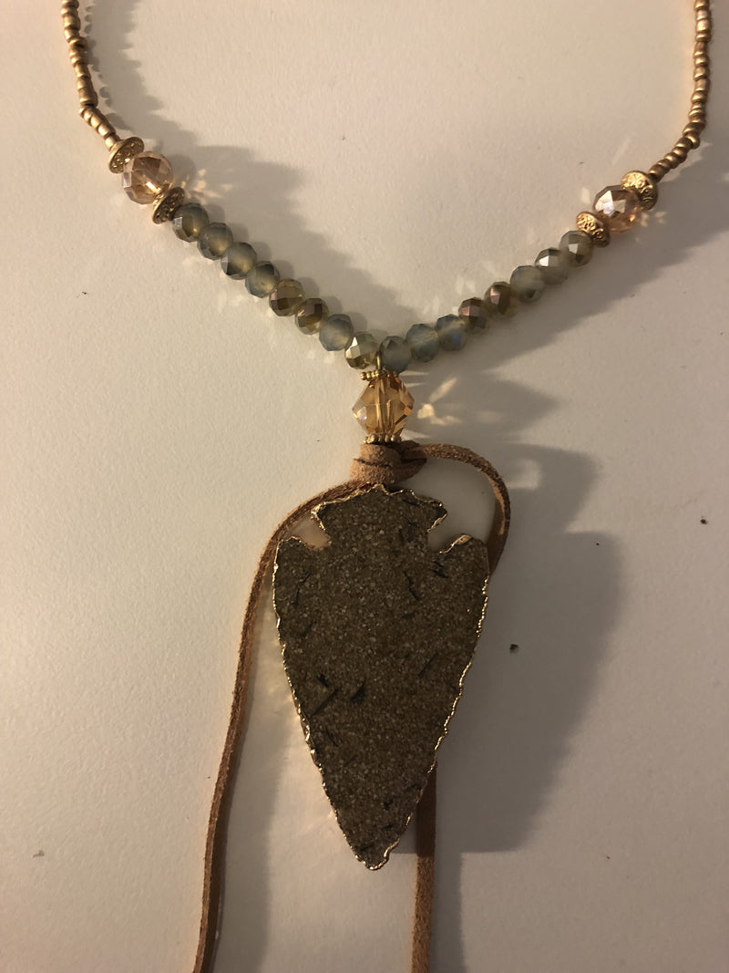 Taupe Arrowhead Necklace- -Trendy Me Boutique, Granada Hills California