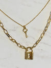 Gold Lock N Key Necklace- -Trendy Me Boutique, Granada Hills California
