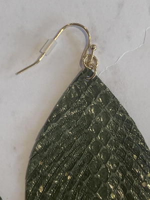 Olive Snakeskin Gold Foil Earrings- -Trendy Me Boutique, Granada Hills California