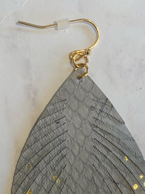 Grey Snakeskin Gold Foil Earrings- -Trendy Me Boutique, Granada Hills California