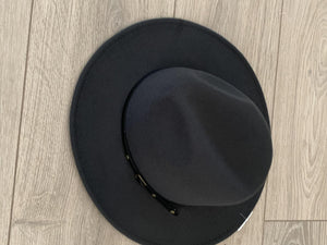 Charcoal Gold Nailhead Belted Hat- -Trendy Me Boutique, Granada Hills California