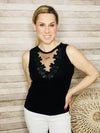 Black Sleeveless Sheer Lace Top- -Trendy Me Boutique, Granada Hills California