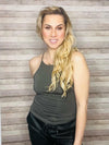 Gun Metal Spaghetti Halter Lined Top- -Trendy Me Boutique, Granada Hills California