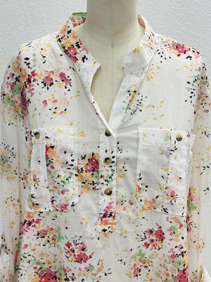 Floral Henley Blouse- -Trendy Me Boutique, Granada Hills California