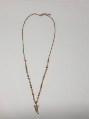 Taupe Brown Crystal Tusk Necklace- -Trendy Me Boutique, Granada Hills California