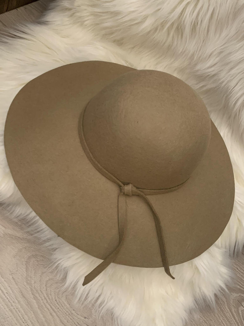 Taupe Floppy Wool Felt Hat- -Trendy Me Boutique, Granada Hills California