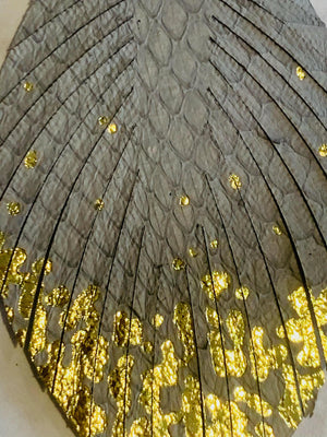 Grey Snakeskin Gold Foil Earrings- -Trendy Me Boutique, Granada Hills California
