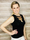 Black Sleeveless Sheer Lace Top- -Trendy Me Boutique, Granada Hills California