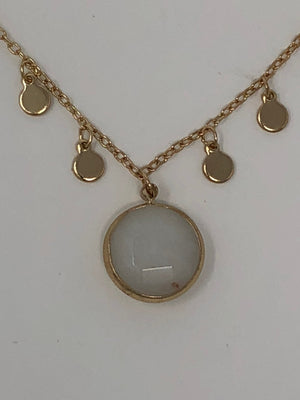 Gold Dangle White Stone Necklace- -Trendy Me Boutique, Granada Hills California