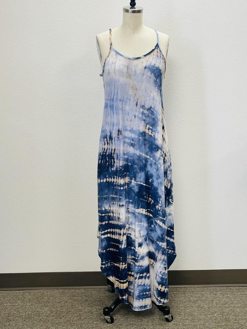 Blue Tie Dye Maxi Dress- -Trendy Me Boutique, Granada Hills California