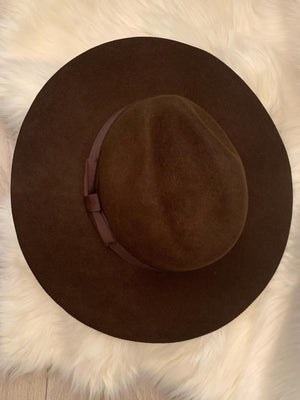 Brown Ribbon Wool Felt Hat- -Trendy Me Boutique, Granada Hills California