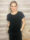Black Hacci Ruffle Sleeve Top- -Trendy Me Boutique, Granada Hills California