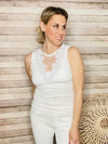 White Sleeveless Sheer Lace Top- -Trendy Me Boutique, Granada Hills California