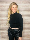 Black Mock Neck Crop Top- -Trendy Me Boutique, Granada Hills California