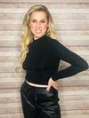 Black Mock Neck Crop Top- -Trendy Me Boutique, Granada Hills California