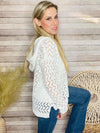 Ivory Crochet Hoodie Sweater- -Trendy Me Boutique, Granada Hills California