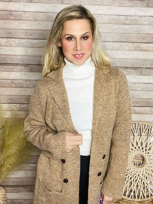 Camel Knit Coat- -Trendy Me Boutique, Granada Hills California