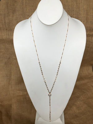 Grey Ivory Crystal Necklace- -Trendy Me Boutique, Granada Hills California